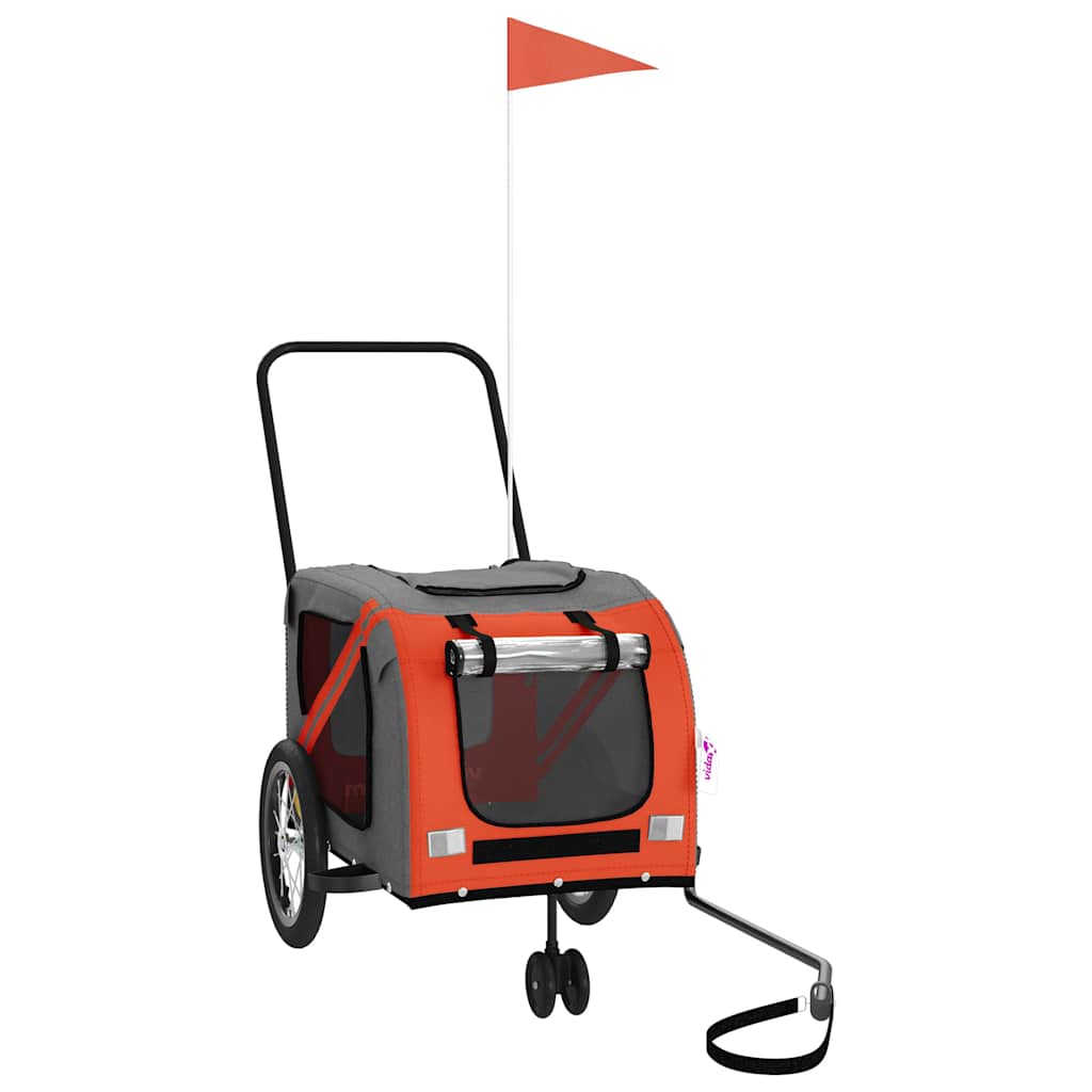Pet Bike Trailer Orange and Grey Oxford Fabric and Iron