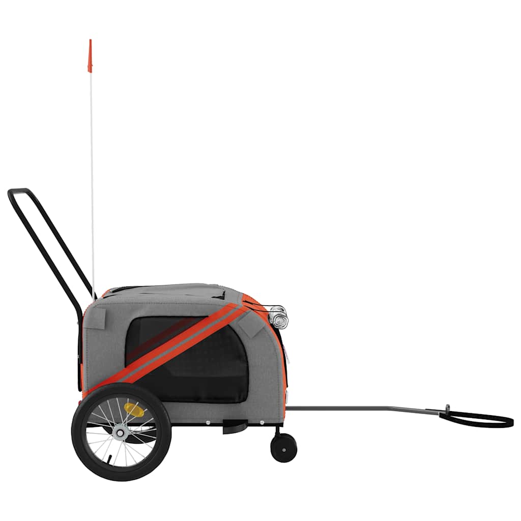 Pet Bike Trailer Orange and Grey Oxford Fabric and Iron