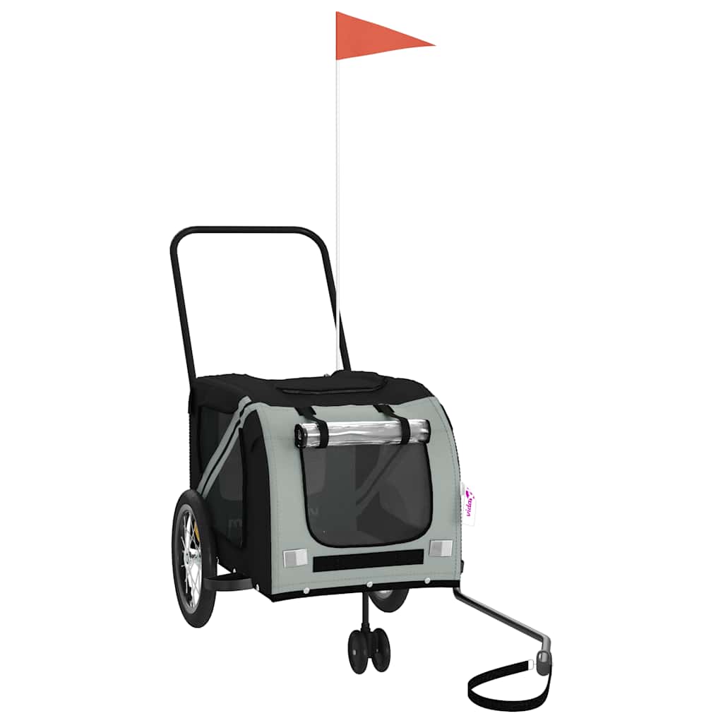 Pet Bike Trailer Grey and Black Oxford Fabric and Iron