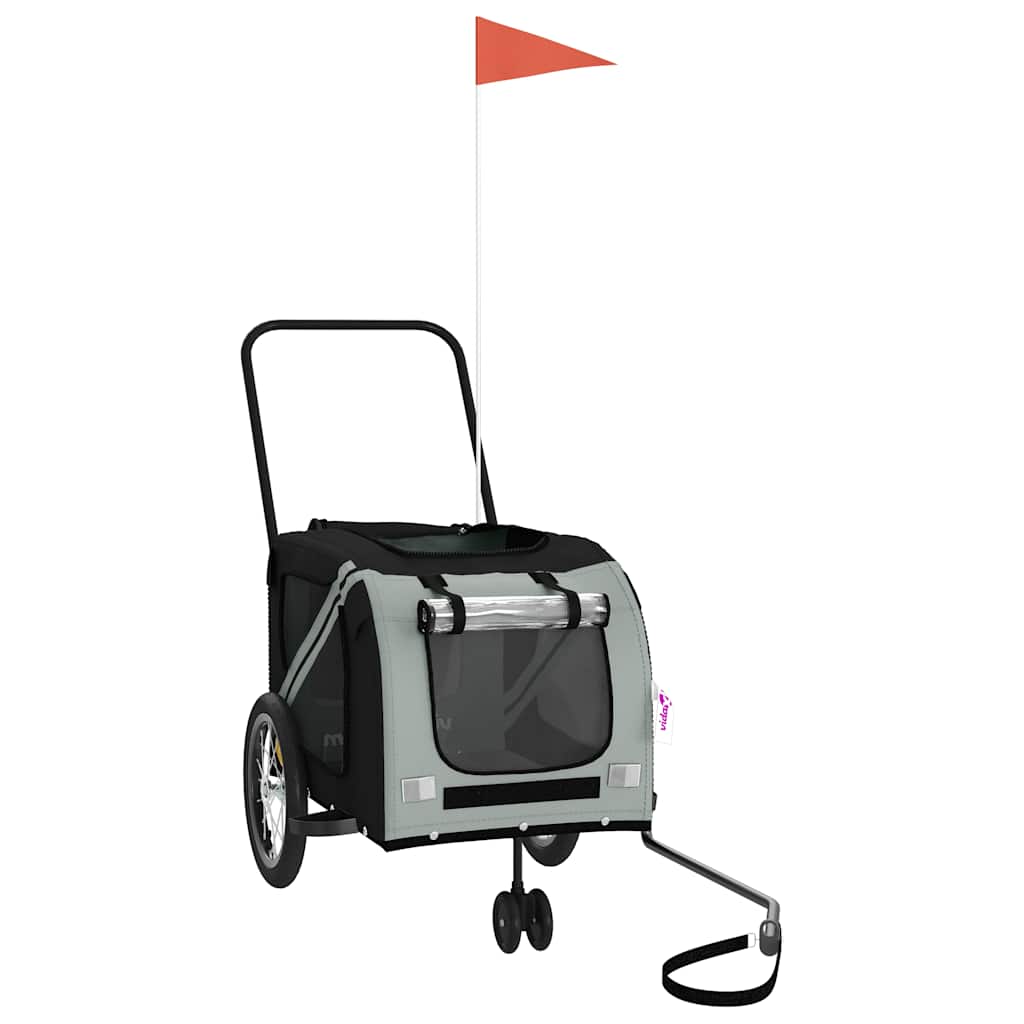 Pet Bike Trailer Grey and Black Oxford Fabric and Iron
