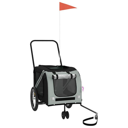 Pet Bike Trailer Grey and Black Oxford Fabric and Iron