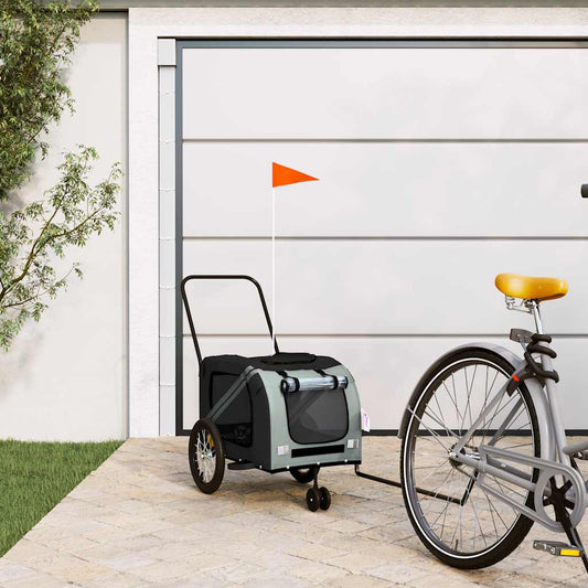 Pet Bike Trailer Grey and Black Oxford Fabric and Iron