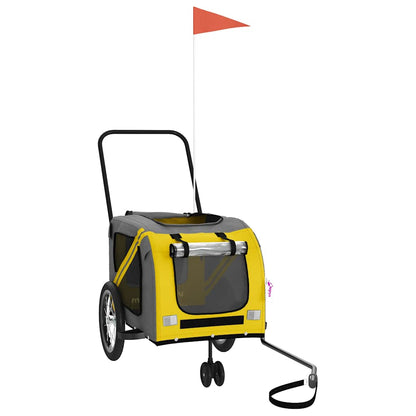 Pet Bike Trailer Yellow and Grey Oxford Fabric and Iron