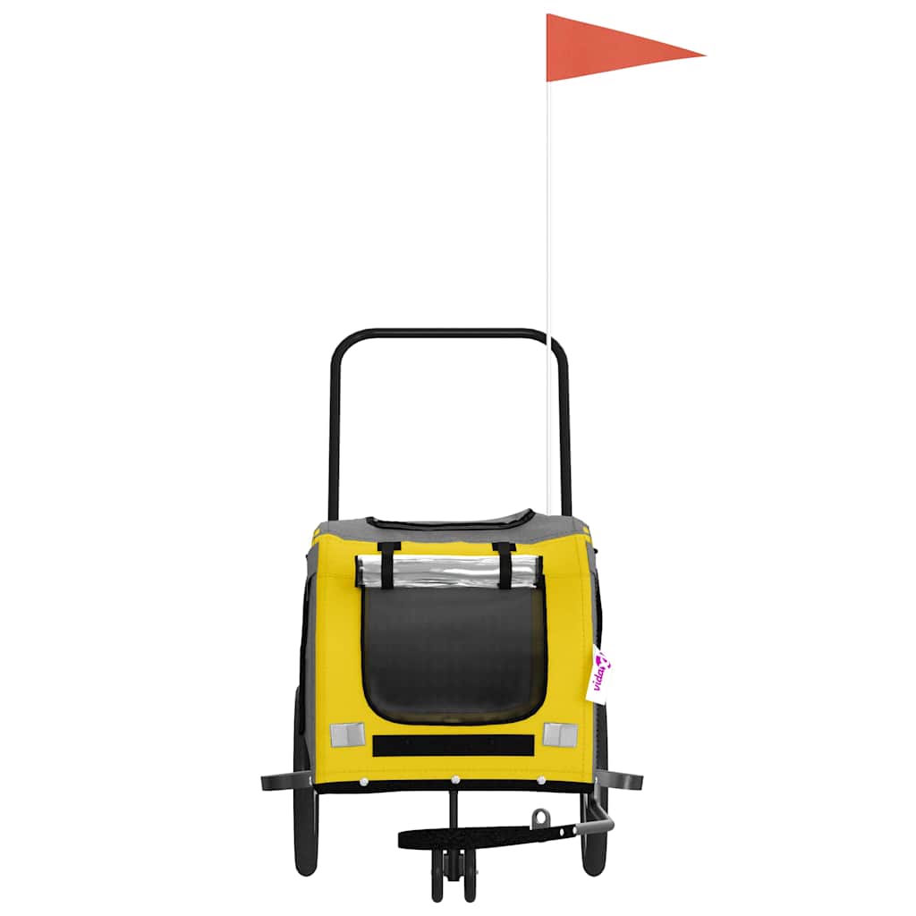 Pet Bike Trailer Yellow and Grey Oxford Fabric and Iron