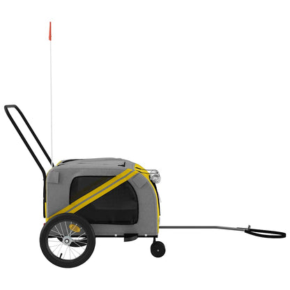Pet Bike Trailer Yellow and Grey Oxford Fabric and Iron