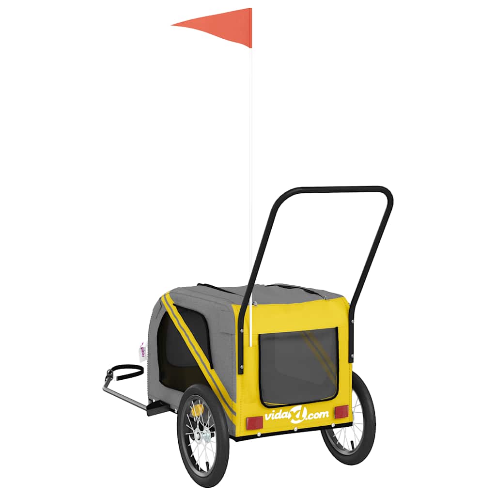 Pet Bike Trailer Yellow and Grey Oxford Fabric and Iron