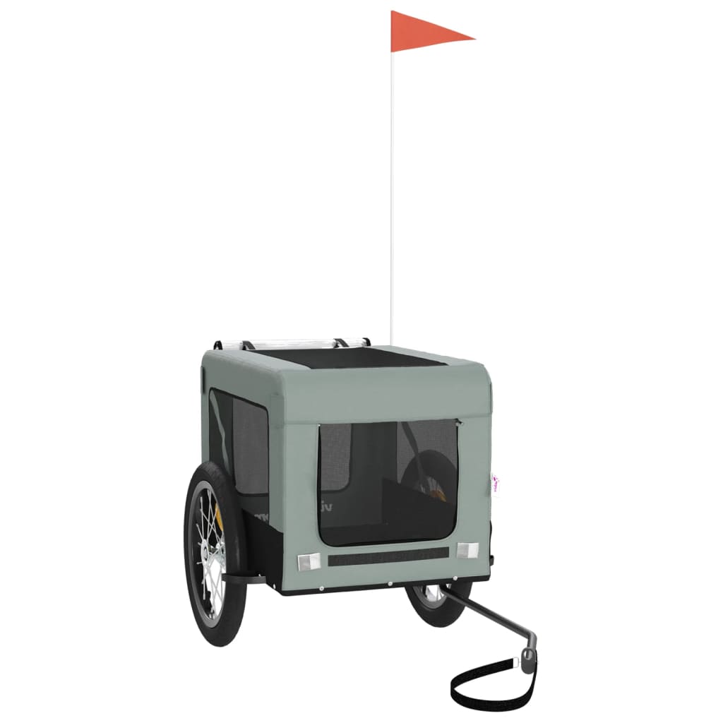 Pet Bike Trailer Grey and Black Oxford Fabric&Iron