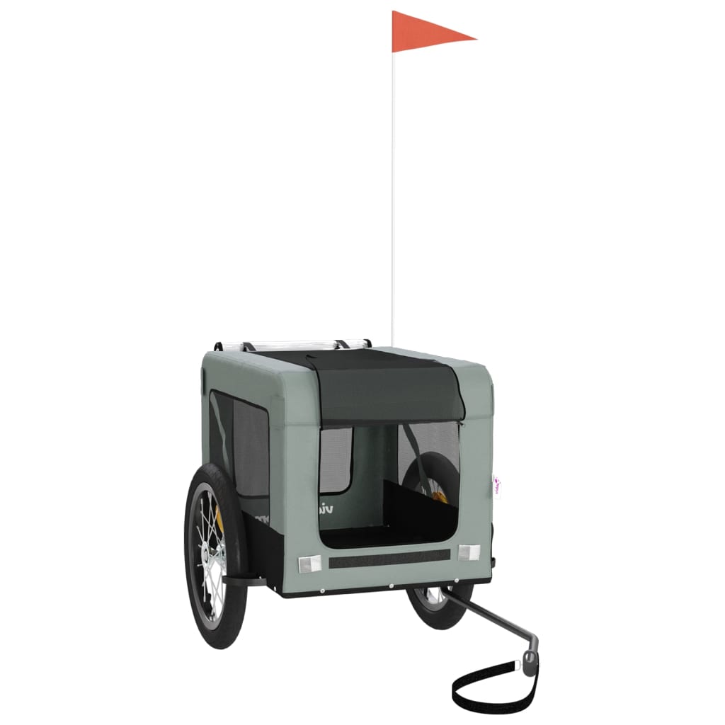 Pet Bike Trailer Grey and Black Oxford Fabric&Iron