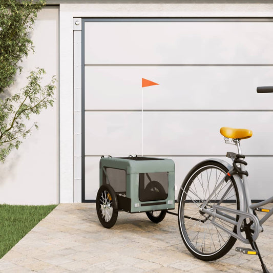 Pet Bike Trailer Grey and Black Oxford Fabric&Iron