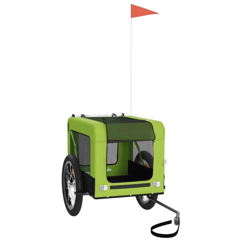 Pet Bike Trailer Green and Black Oxford Fabric and Iron