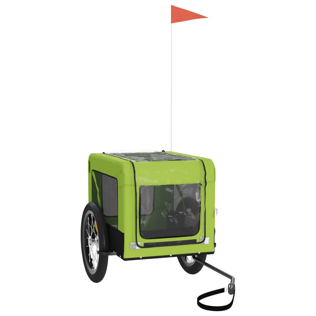 Pet Bike Trailer Green and Black Oxford Fabric and Iron