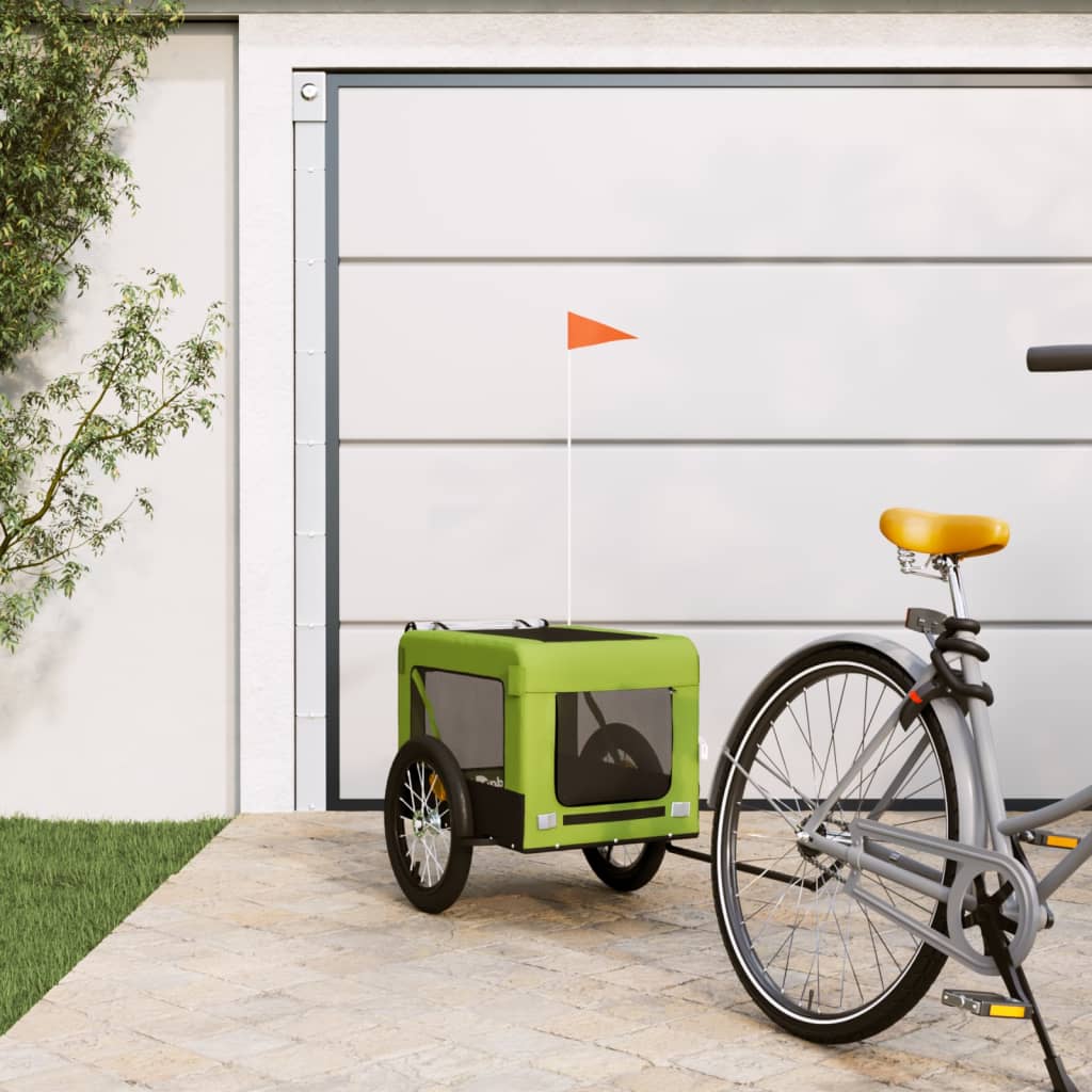 Pet Bike Trailer Green and Black Oxford Fabric and Iron