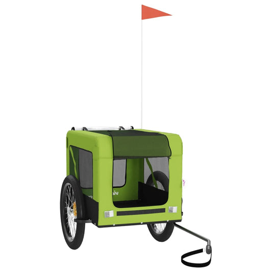 Pet Bike Trailer Green and Black Oxford Fabric and Iron