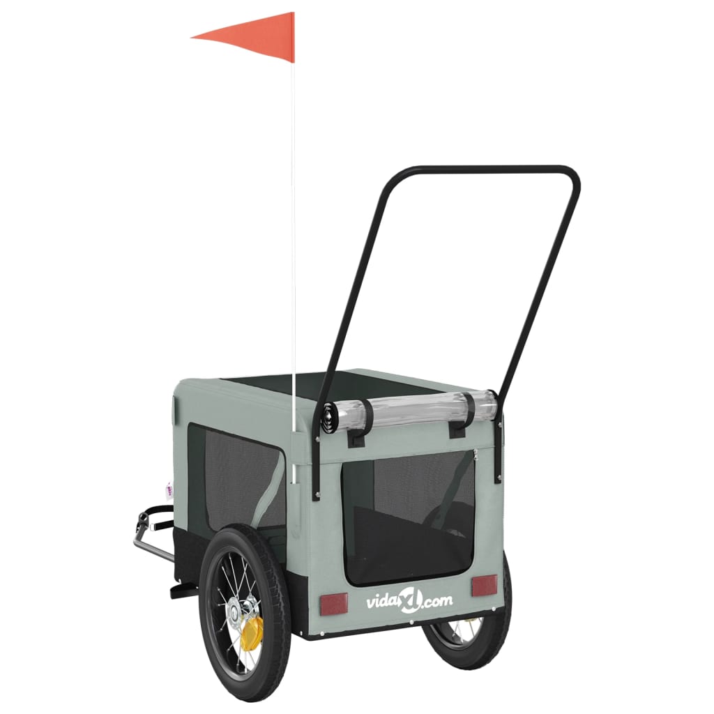Pet Bike Trailer | Grey and Black | Oxford fabric, iron, PVC | Small