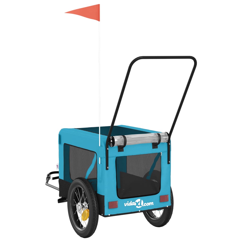 Pet Bike Trailer | Blue and Black | Iron, Oxford fabric, PVC