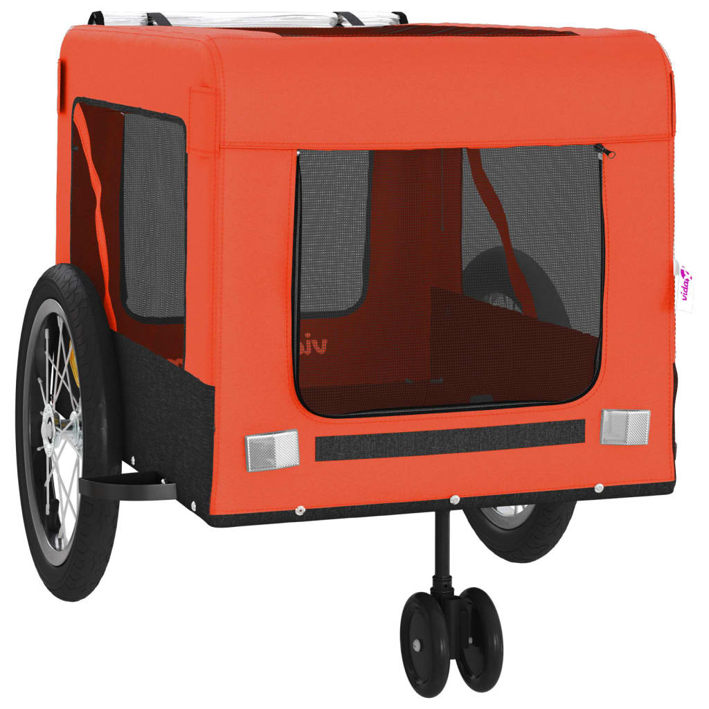 Pet Bike Trailer Orange and Black Oxford Fabric and Iron