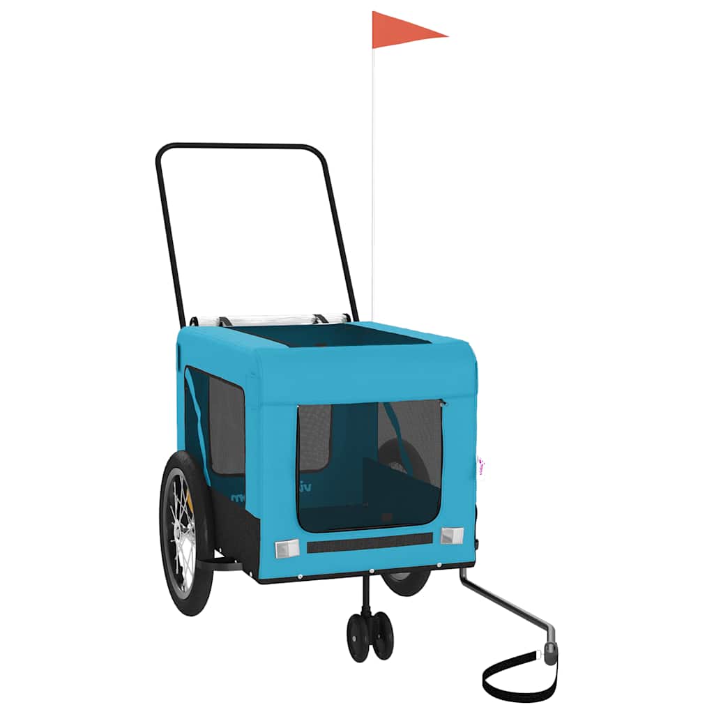 Pet Bike Trailer Blue and Black Oxford Fabric and Iron