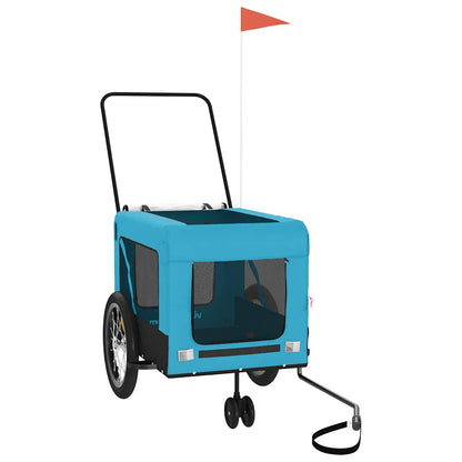 Pet Bike Trailer Blue and Black Oxford Fabric and Iron