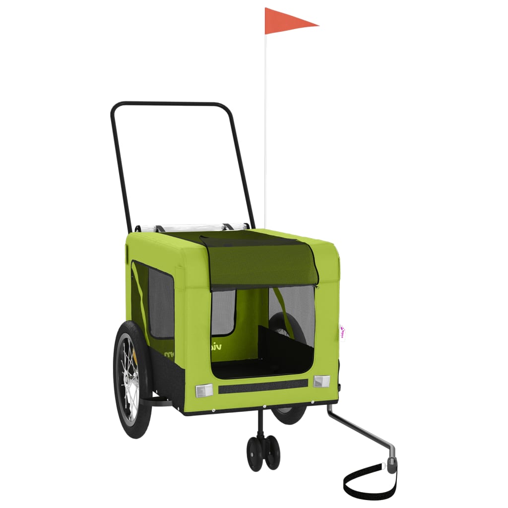Pet Bike Trailer | Green and Black | Oxford fabric, Iron, PVC | Small