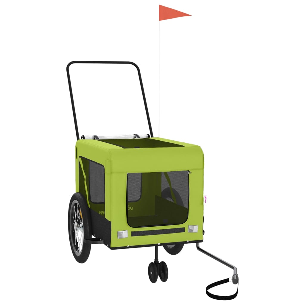 Pet Bike Trailer | Green and Black | Oxford fabric, Iron, PVC | Small