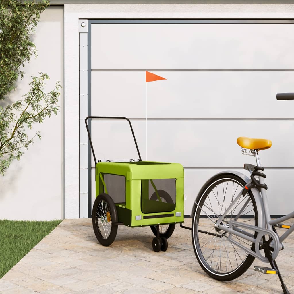 Pet Bike Trailer | Green and Black | Oxford fabric, Iron, PVC | Small
