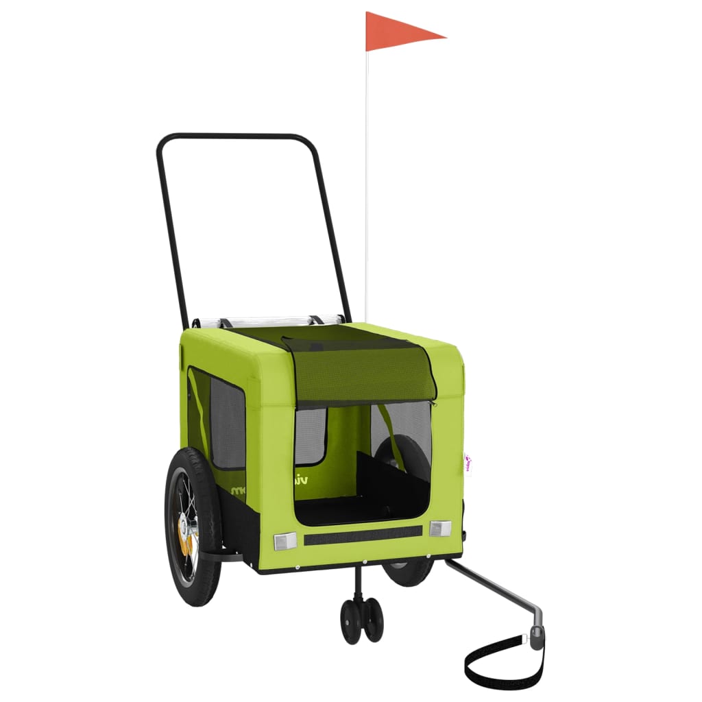 Pet Bike Trailer | Green and Black | Oxford fabric, Iron, PVC | Medium
