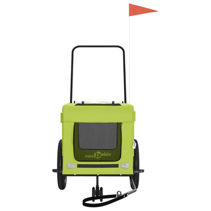 Pet Bike Trailer | Green and Black | Oxford fabric, Iron, PVC | Medium