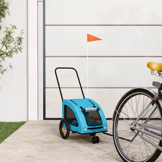 Pet Bike Trailer Blue Oxford Fabric and Iron