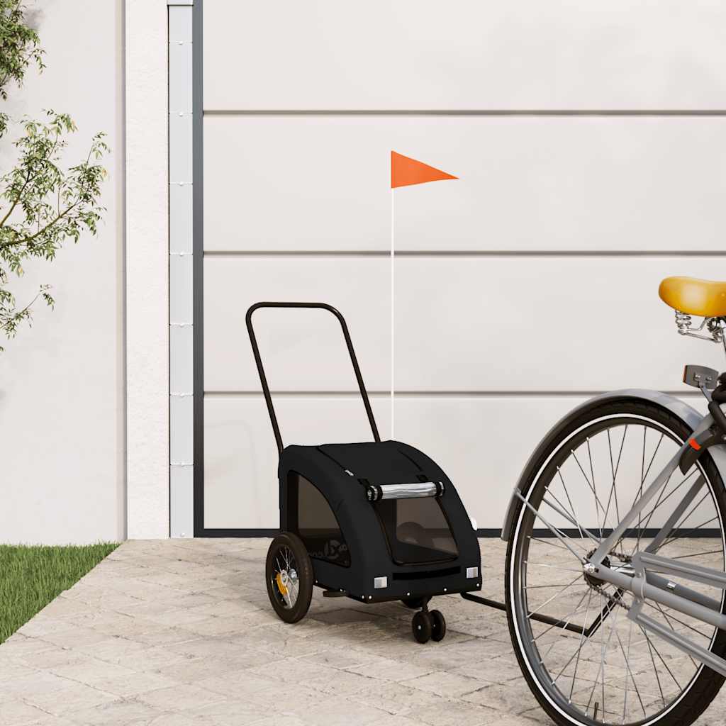 Pet Bike Trailer Black Oxford Fabric and Iron