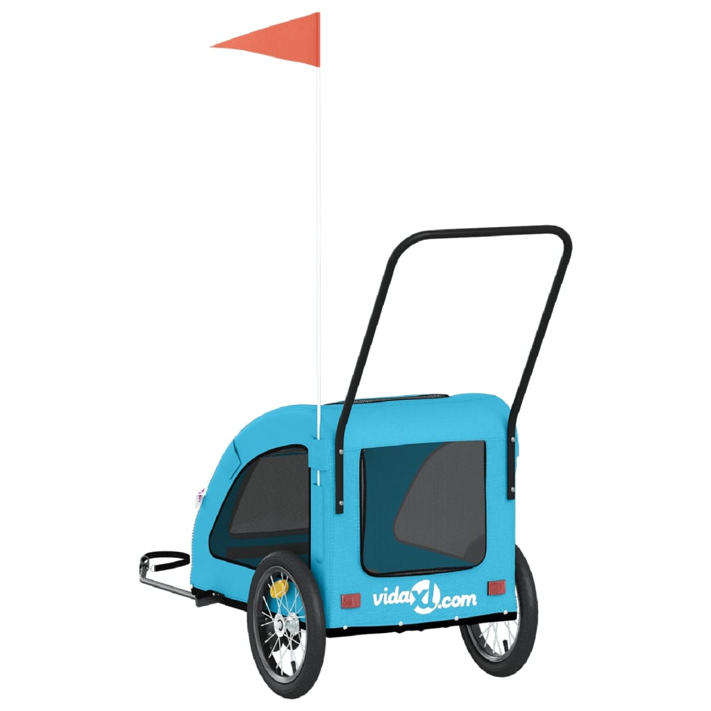 Pet Bike Trailer Blue Oxford Fabric and Iron