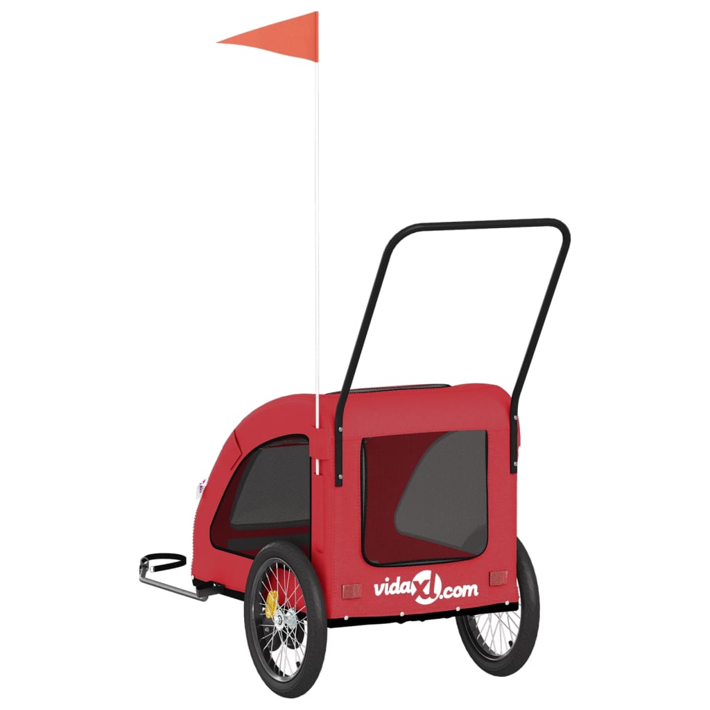 Pet Bike Trailer Red Oxford Fabric and Iron