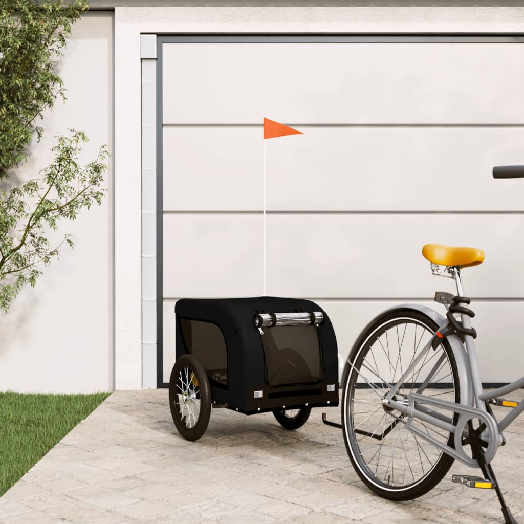 Pet Bike Trailer | Black | Oxford fabric, iron, PVC | Small | Foldable