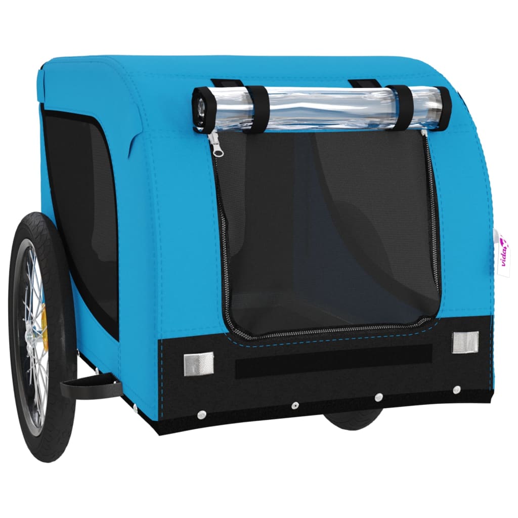Pet Bike Trailer Blue and Black Oxford Fabric and Iron