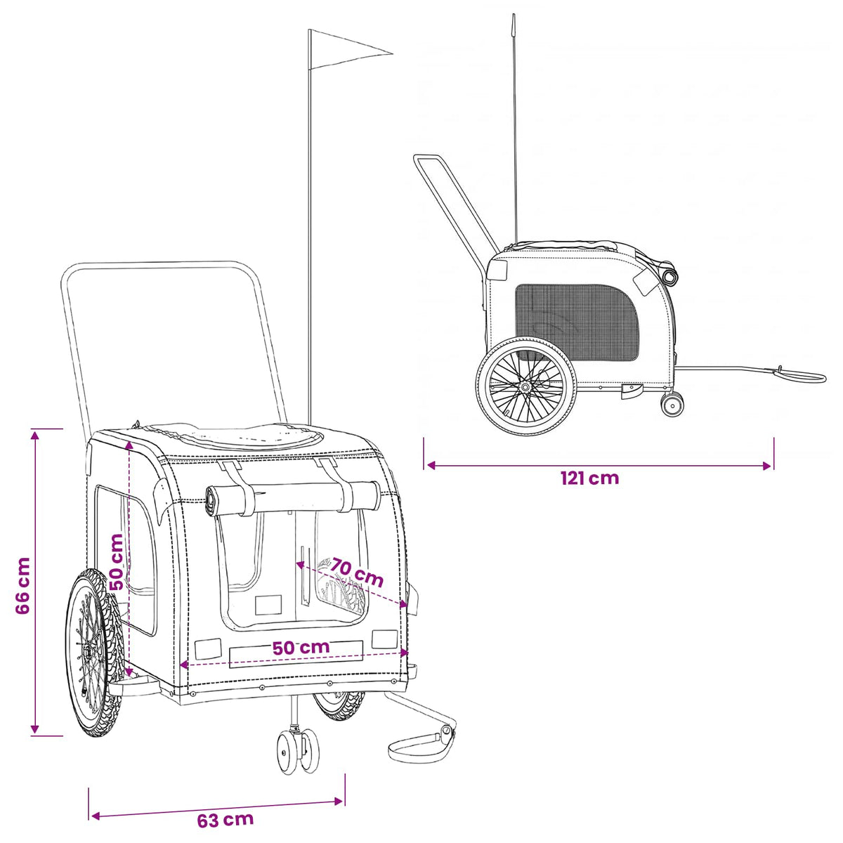 Pet Bike Trailer Grey and Black Oxford Fabric and Iron