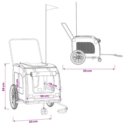 Pet Bike Trailer Grey and Black Oxford Fabric and Iron