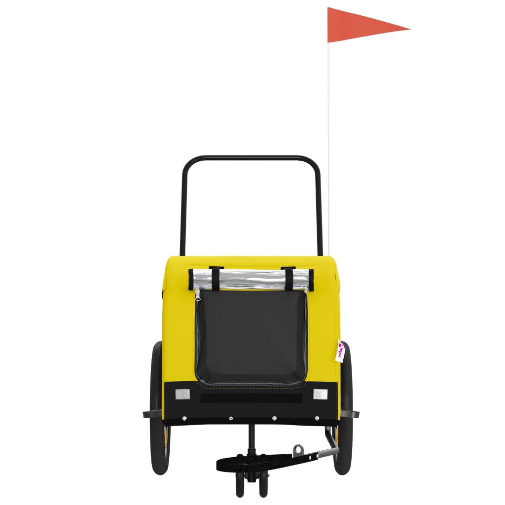 Pet Bike Trailer Yellow and Black Oxford Fabric and Iron
