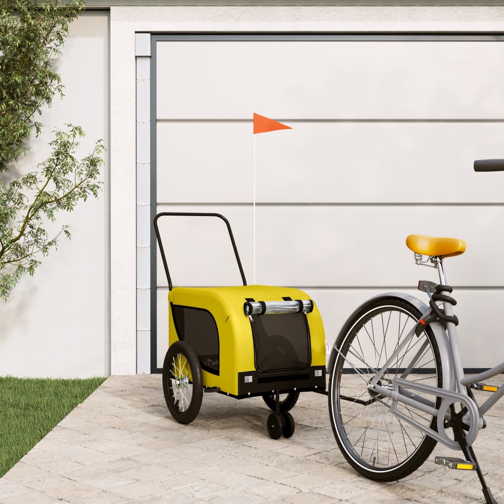 Pet Bike Trailer Yellow and Black Oxford Fabric and Iron