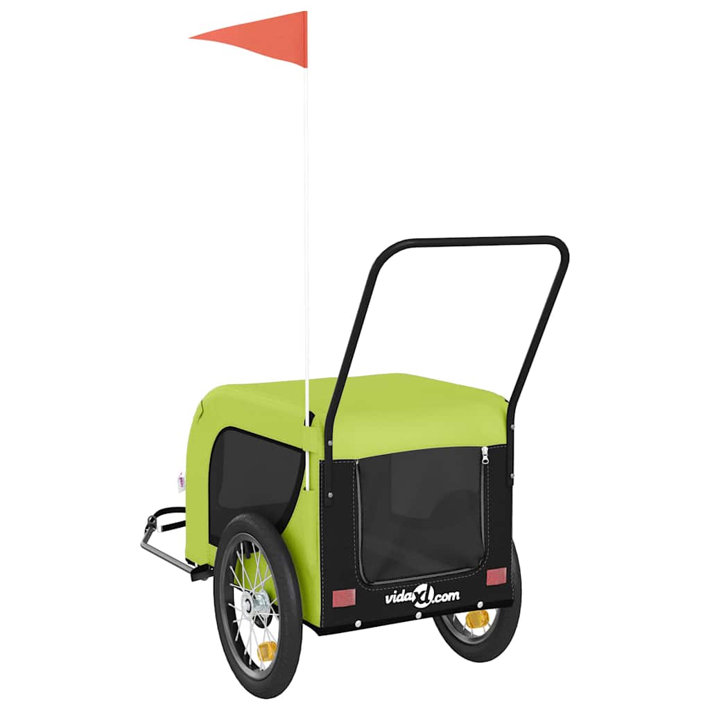 Pet Bike Trailer | Green and Black | Oxford fabric, iron, PVC | Small