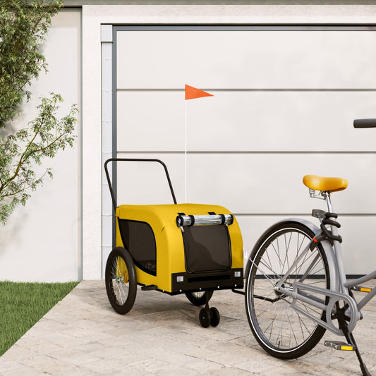 Pet Bike Trailer Yellow and Black Oxford Fabric and Iron