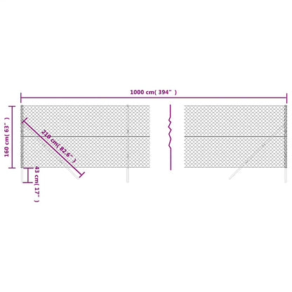 Chain Link Fence Green 1.6x10 m