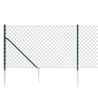 Chain Link Fence with Spike Anchors Green 1x25 m