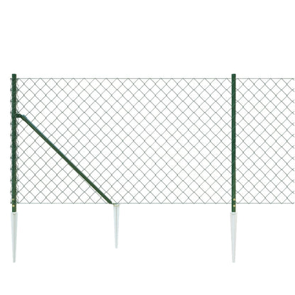 Chain Link Fence with Spike Anchors Green 1.1x25 m
