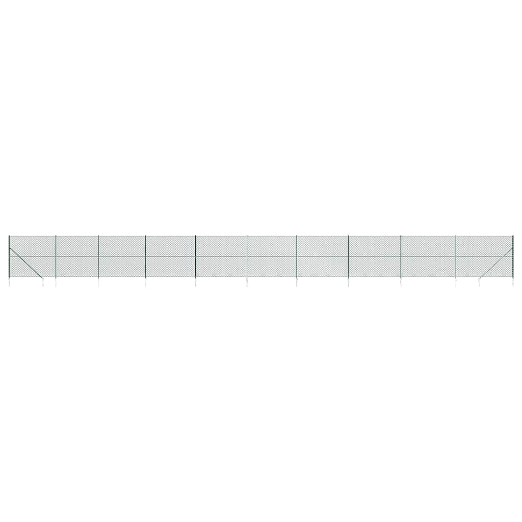 Chain Link Fence with Spike Anchors Green 1.8x25 m