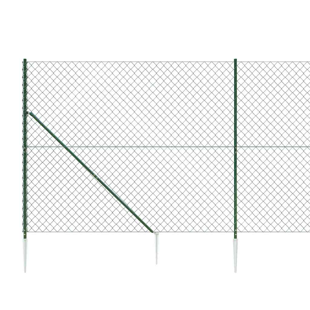 Chain Link Fence with Spike Anchors Green 1.8x25 m