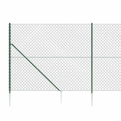 Chain Link Fence with Spike Anchors Green 2x25 m