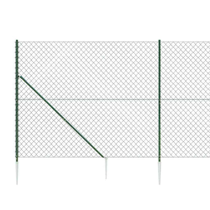 Chain Link Fence with Spike Anchors Green 2.2x25 m