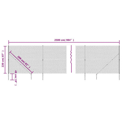 Chain Link Fence with Spike Anchors Green 2.2x25 m