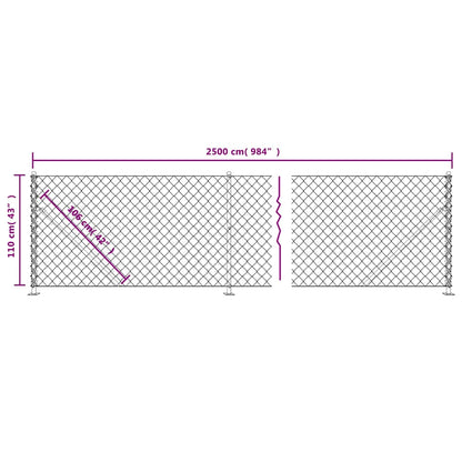 Chain Link Fence with Flange Green 1.1x25 m