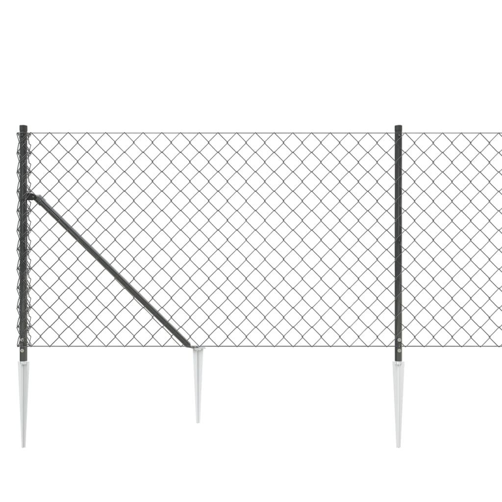 Chain Link Fence with Spike Anchors Anthracite 0.8x25 m
