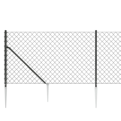 Chain Link Fence with Spike Anchors Anthracite 1x25 m